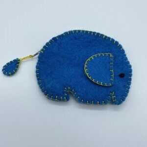 Blue Elephant Coin Purse Zip Closure 4” X 5”